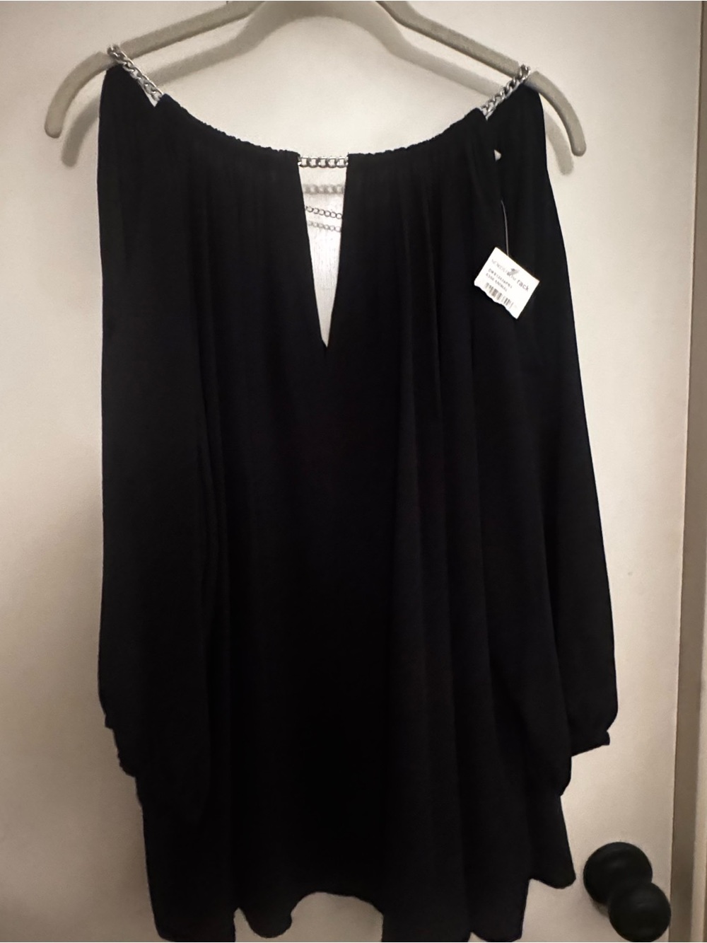 Nordstrom Black Chain-Detail Off-Shoulder Tunic